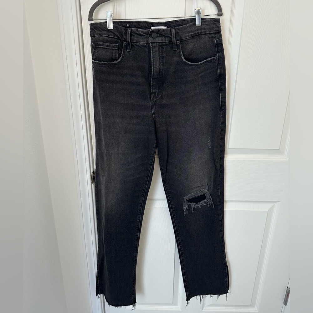 Good American Black Distressed Good Boy Jeans